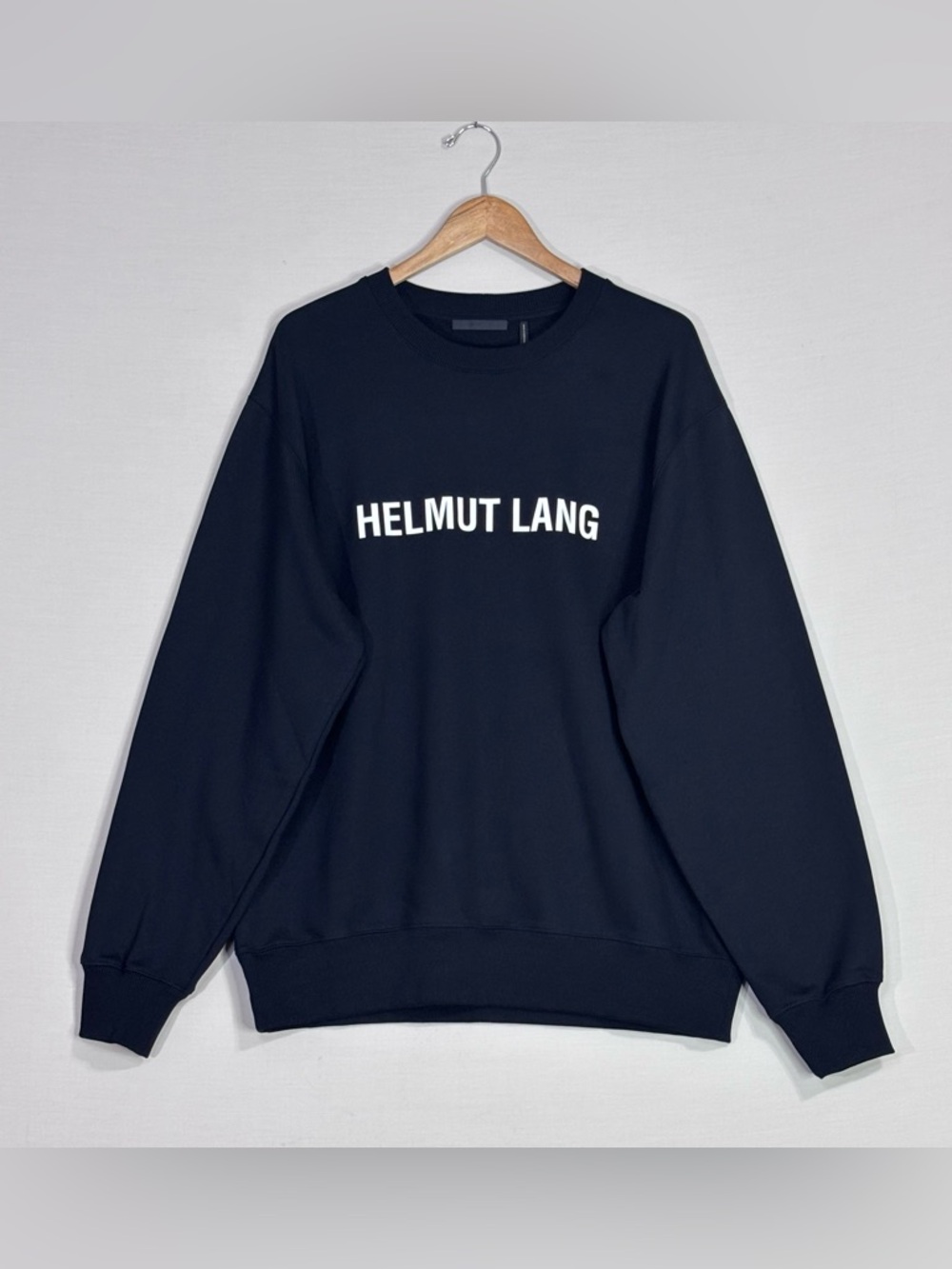 Helmut Lang Navy Crewneck Sweatshirt with White Logo